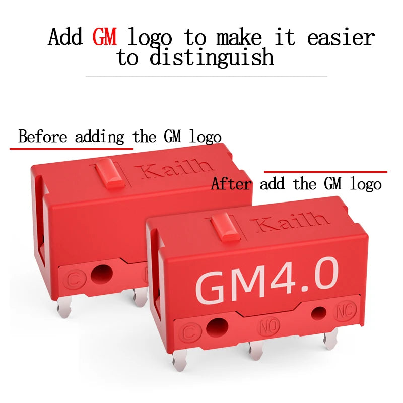 2pcs Kailh Red GM4.0 60M Life Gaming Mouse Micro Switch 3 Pin Red Dot Used On Computer Mice Left Right Button CMI126601D01-3 Qme