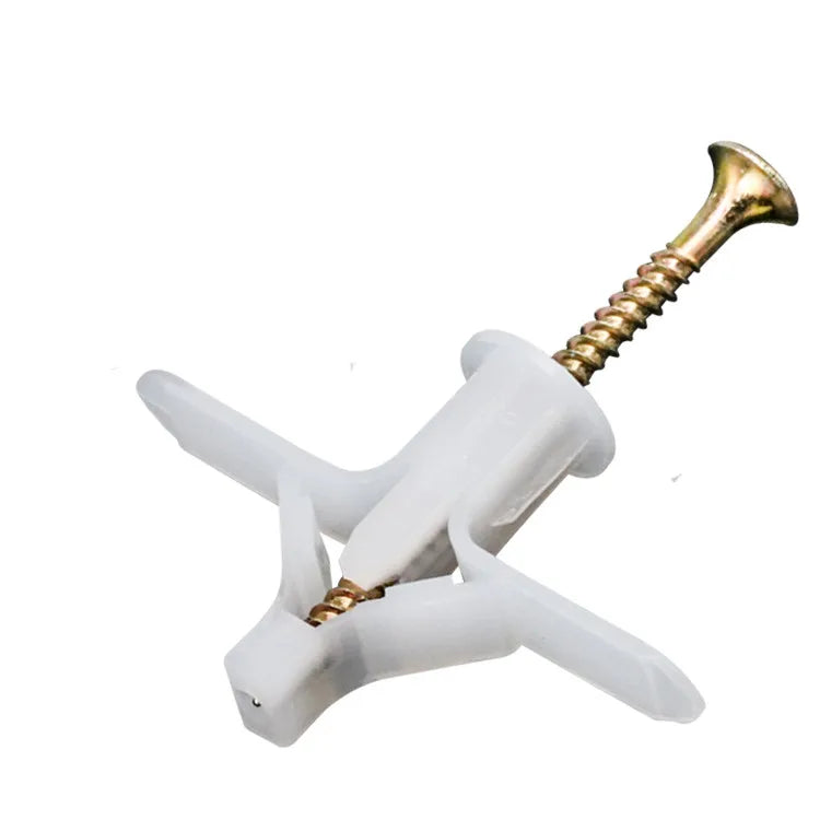 50Pcs Nylon Plane Type Expansion Bolt Special Expansion Screws Butterfly Shaped Gypsum Wall Hardware Accessories Qme White