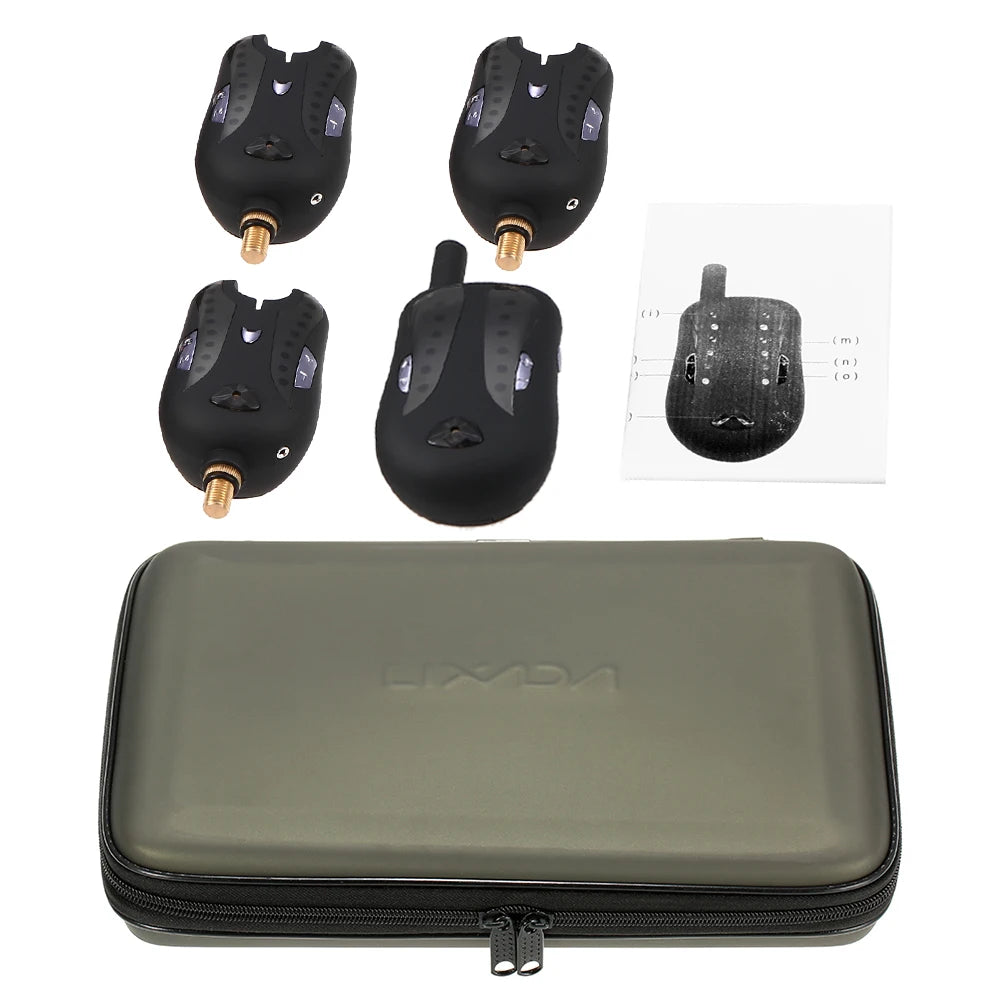 Lixada Wireless Fishing Alarm Fishing Bite Alarms Set Digital Fishing Receiver Sound Alert Kit Led Indicator with Case Pesca Qme JY-17-3