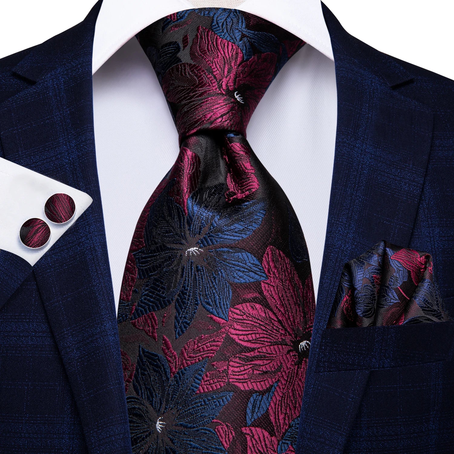 Men Tie Floral Red Blue Neckties Classic Party Wedding Green Purple Qme