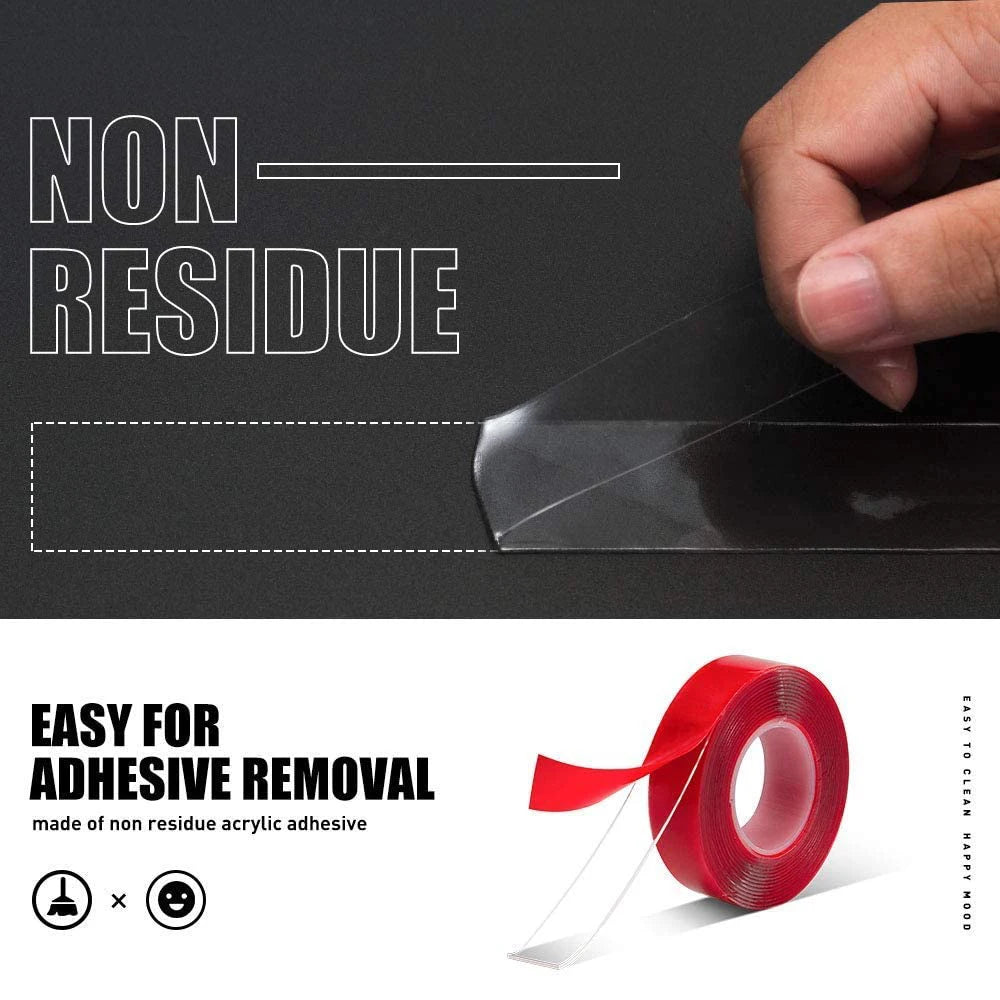 10M Double Sided Adhesive Tape Transparent Acrylic Waterproof Strong Mounting Tape Strip No Trace 5MM-20MM Width for Wall Decor Qme
