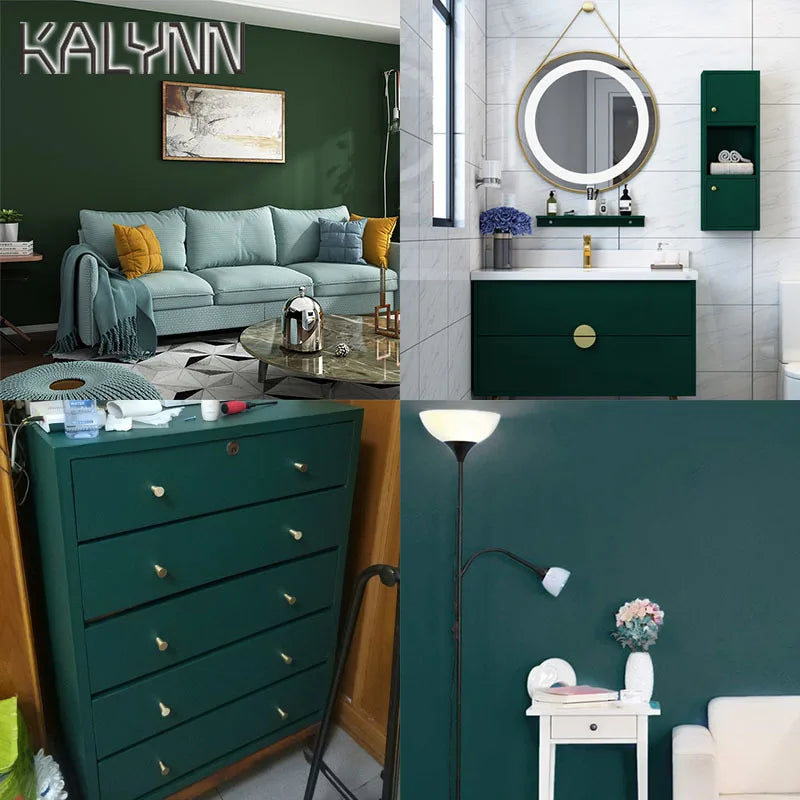 Dark Green Self-adhesive Wallpaper Bedroom Kitchen Drawer Liner Qme