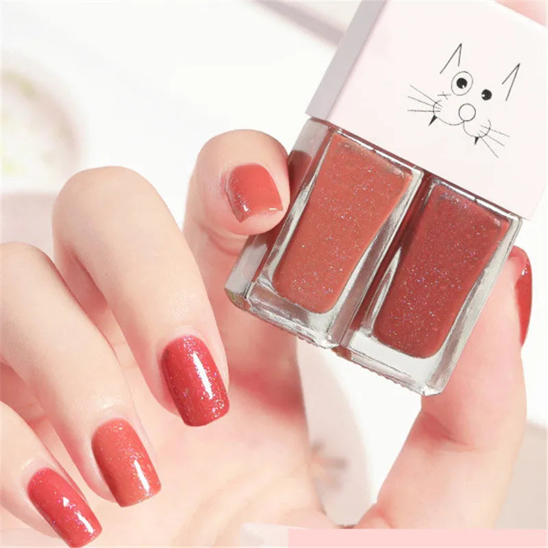 New 2 In 1 Candy Color Nail Polish Manicure Water-based Bright Scrub No Bake No Peeling Quick Dry Waterproof Lasting Nail Polish Qme