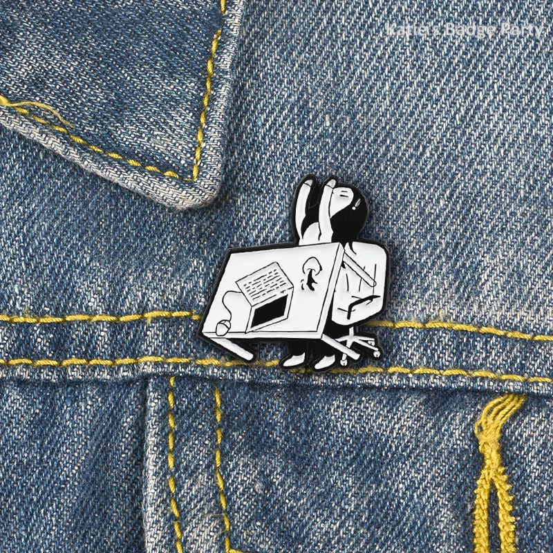Girl Desk Pin Staff Custom Enamel Pins Funny Lapel Pins Clothes Cartoon Badge Backpack Hat Jewelry Friends Gift Custom Wholesale Qme