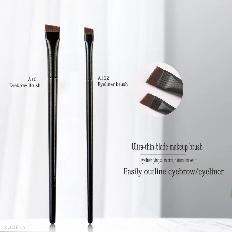 New 2pcs/set Brow Contour Brush Eyebrow Eyeliner Brush Portable Small Angled Eyebrow Liner Brush Women Makeup Cosmetic Tools Qme
