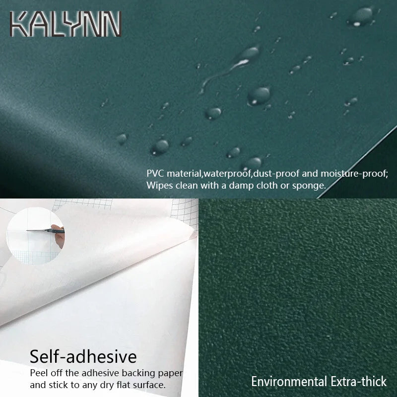 Dark Green Self-adhesive Wallpaper Bedroom Kitchen Drawer Liner Qme