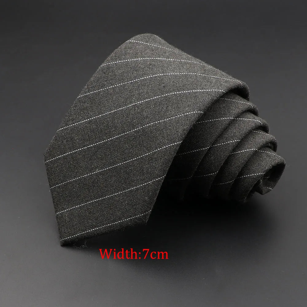 Mens Ties Classic Cotton Handmade Skinny Grey Plaid Neckties Striped Qme 24
