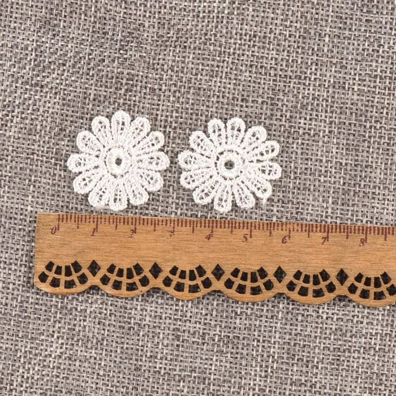 100Pcs Flower White Lace Embroidery Ribbon AppliqueTrim For Sewing Decoration Wedding DIY Accessories Handmade Supplies c1141 Qme