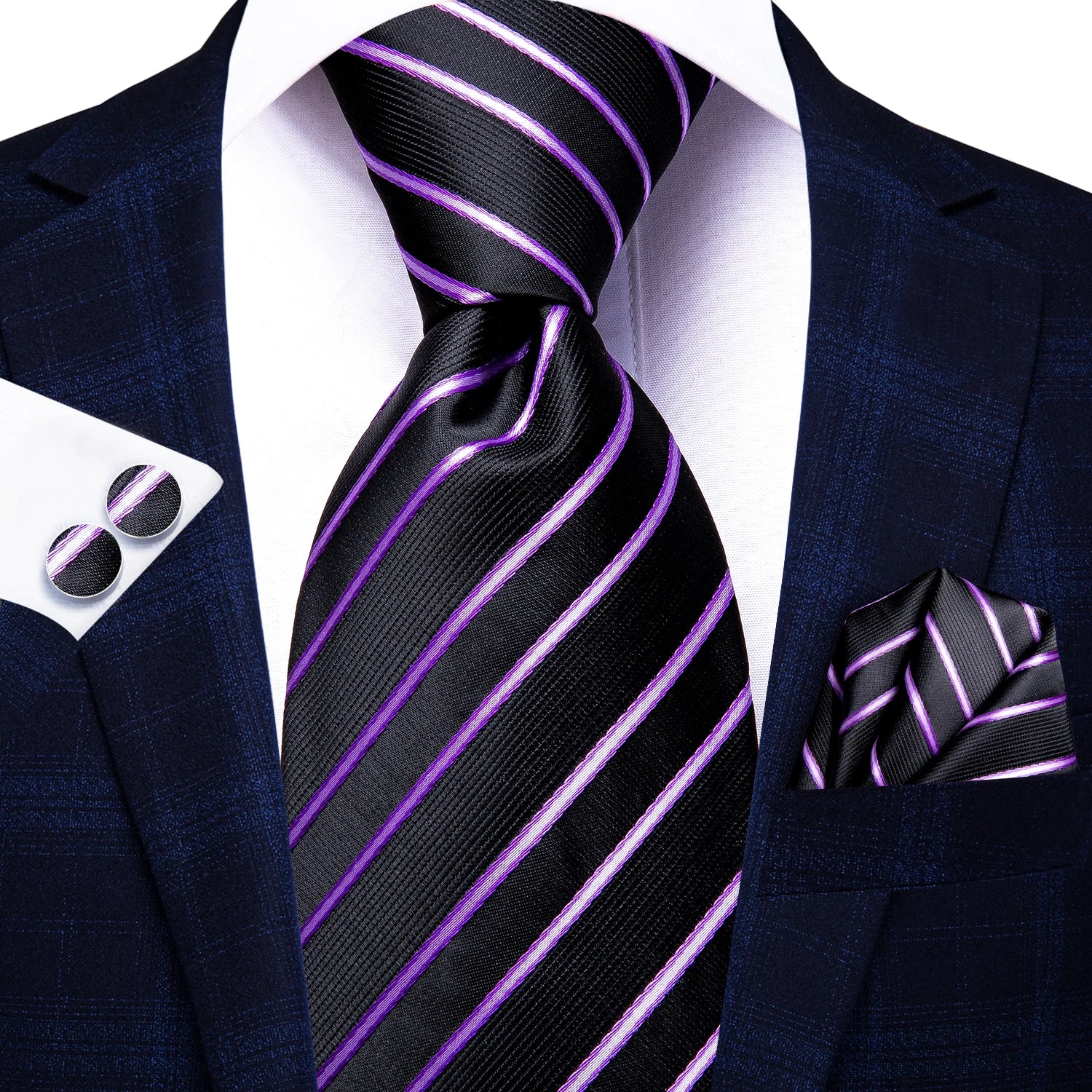 Business Black Solid Paisley Men's Tie Neck Strip Ties Men Formal
