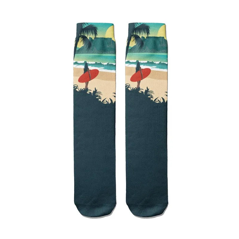 Novelty Hip Hop Harajuku Socks Cartoon Lighthouse Personalized Kawaii Qme style6 One Size China Mainland