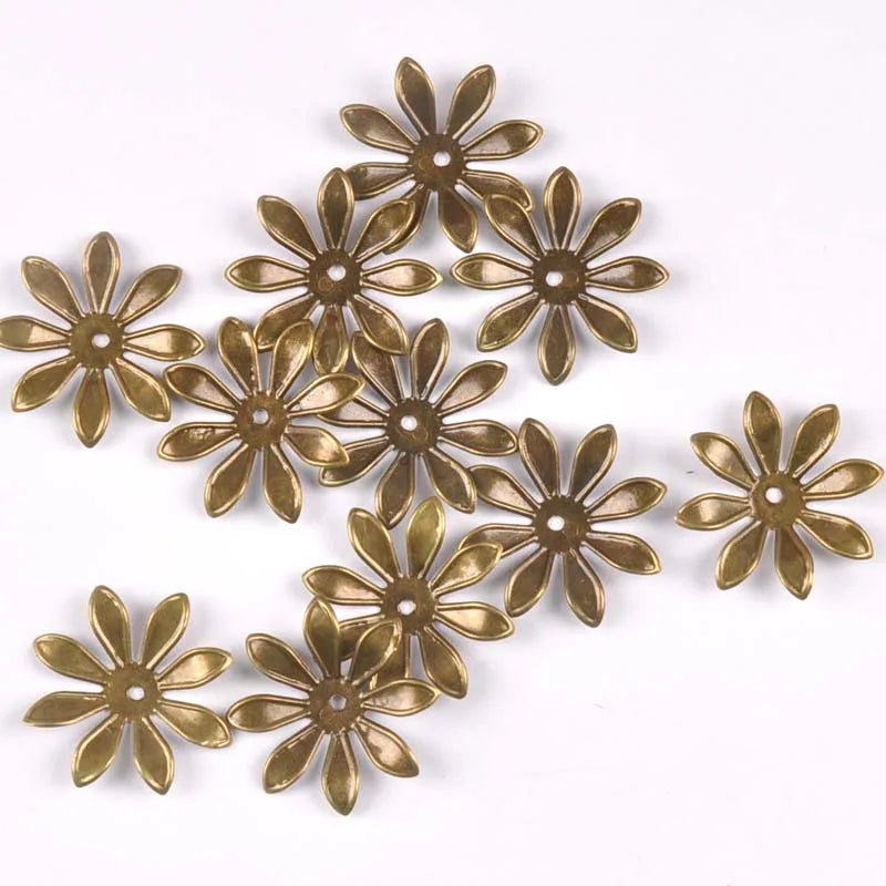 26mm 20pcs Gold Silver Bronze Flower Connectors Filigree Wraps For DIY Scrapbook Home Decor Embellishments Metal Crafts yk0771 Qme bronze