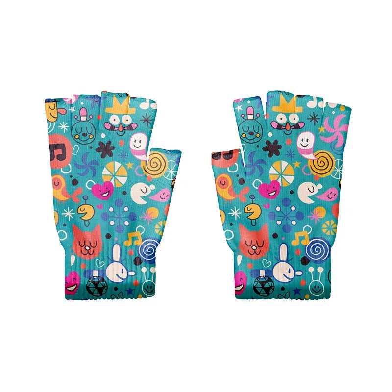 Women Men Cartoons Knitted Gloves Unisex Cute Cycling Finger Autumn Qme style2 One Size China Mainland