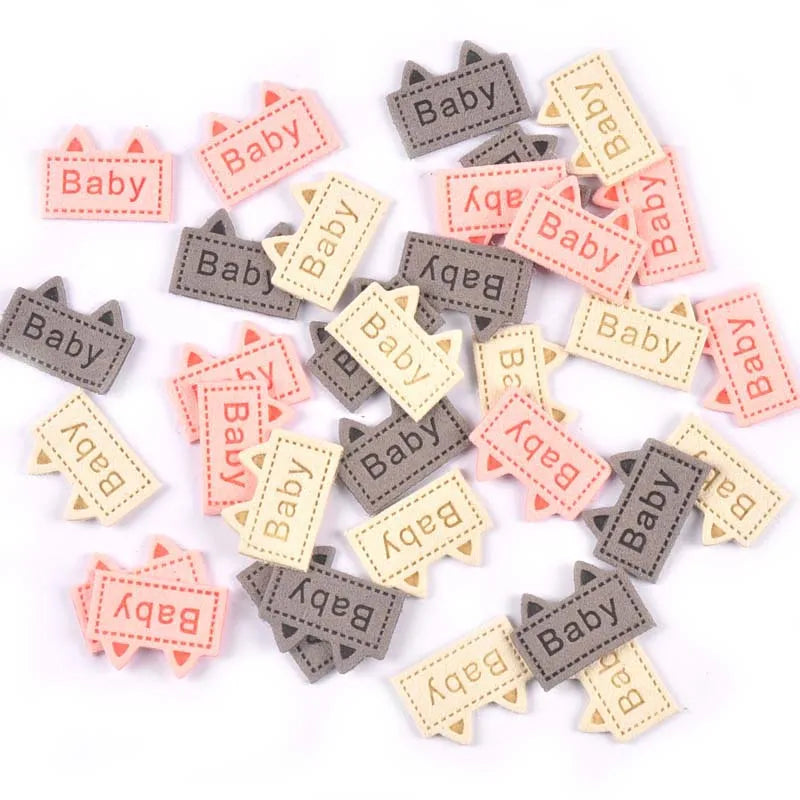 20pcs Mixed Cute Ear Labels Embossed Clothing Sewing Accessories Bags Tags Care Garment Crafts DIY Handmade Supplies 19x26mm Qme