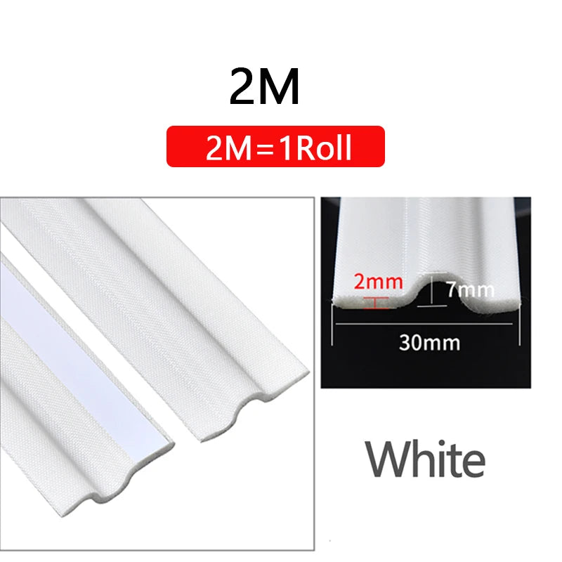 2M Wearable Sliding Window Weather Strip Soundproofing Foam Door Bottom Seal Tape Dustproof Self Adhesive Window Gap Hardware Qme White 2M