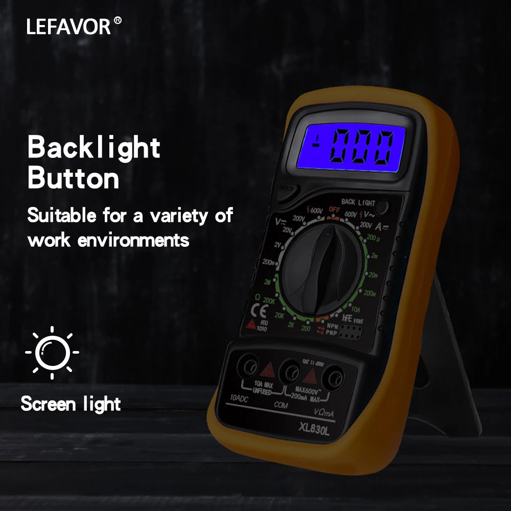 XL830L Handheld Digital Multimeter LCD Backlight Portable AC DC Qme