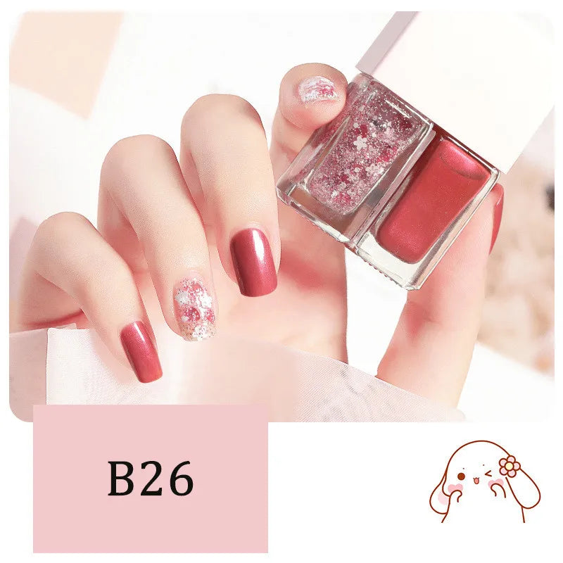 New 2 In 1 Candy Color Nail Polish Manicure Water-based Bright Scrub No Bake No Peeling Quick Dry Waterproof Lasting Nail Polish Qme B26