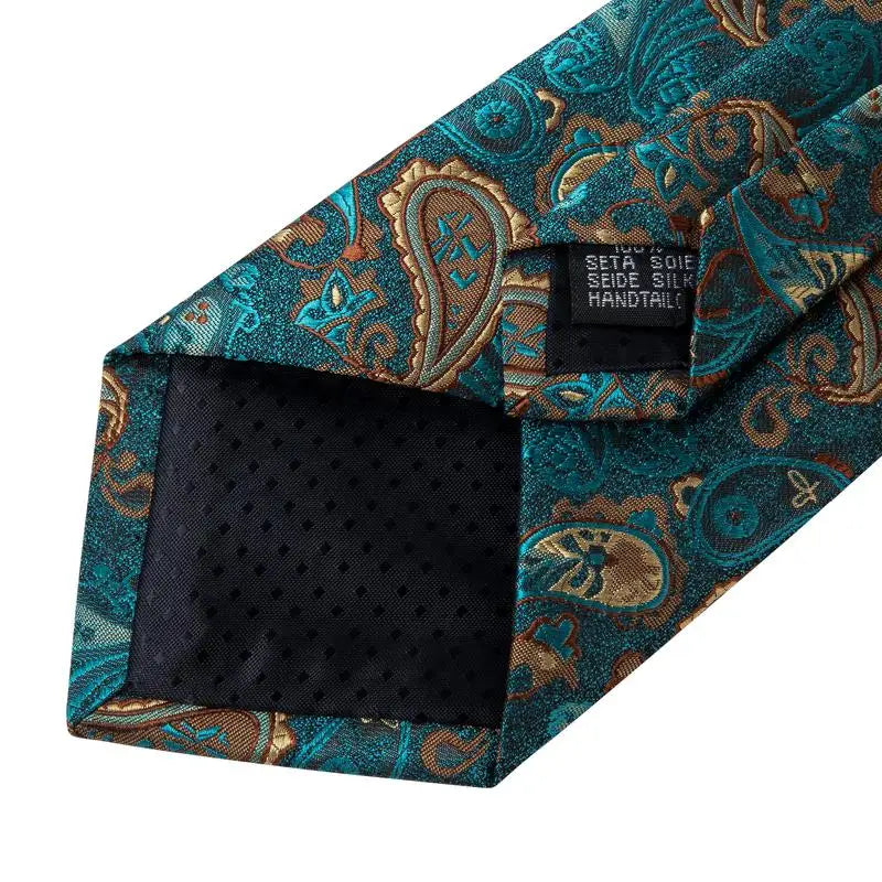 Hi-tie Luxury Box Classic Paisley Teal Green Necktie Gentle Men's Tie Qme