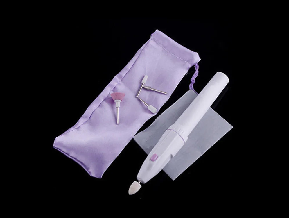 Mini Nail Electrical Polisher 5 Drill Heads Art Tip Manicure Toenail Qme