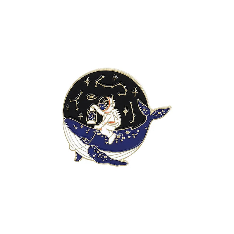 Cosmic Galaxy Astronaut Whale Enamel Lapel Pins Space Brooches Need My Space Badges Plante Pins Up Space Lover Jewelry Wholesale Qme golden1