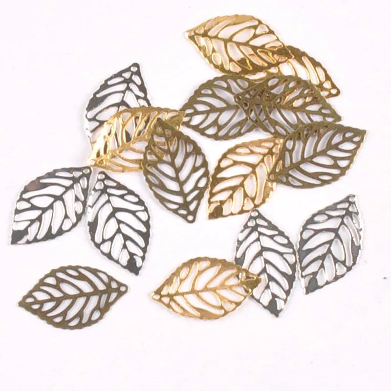 30Pcs Metal Crafts Filigree Leaves Wraps Connectors Embellishments For DIY Home Decor Handicraft Scrapbooking 20-45mm YK0786 Qme