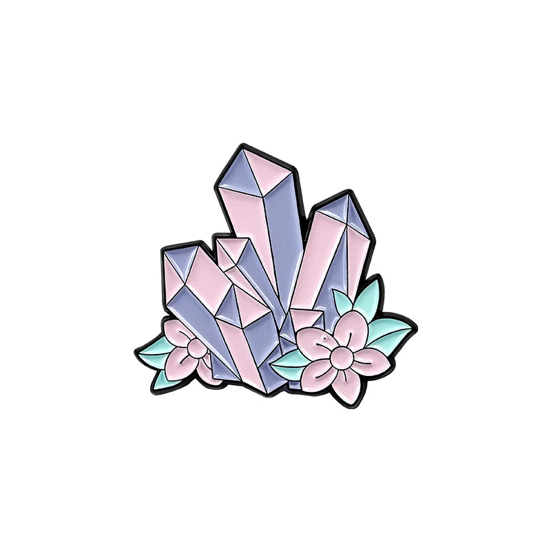 Pink Crystal Ore Enamel Pins Heart Moon Goblet Brooche for Women Backpacks Lapel Pin Cartoon Badge Jewelry Gift Wholesale Qme 3