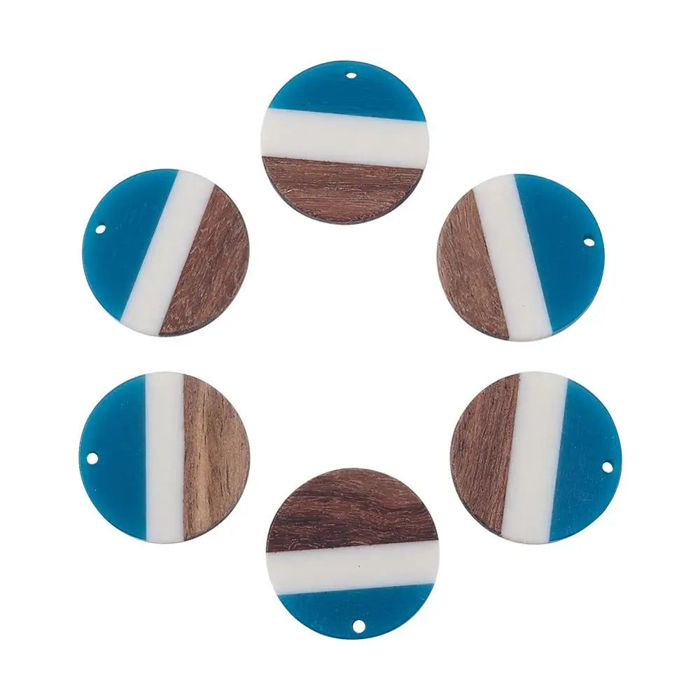 10Pcs Tri-color Resin Wood Charms Flat Round Wooden Pendants for Making DIY Women Girl Statement Jewelry Necklace Earrings Qme 04