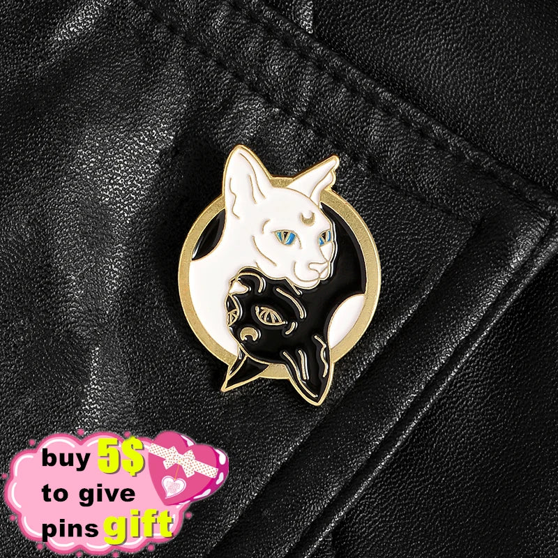 Witch Enamel Pins Collection Witch Hat and Cat Frog Pins Up Crescent Moon Black Gothic Lapel Pin Wiccan Brooches Witches Jewelry Qme