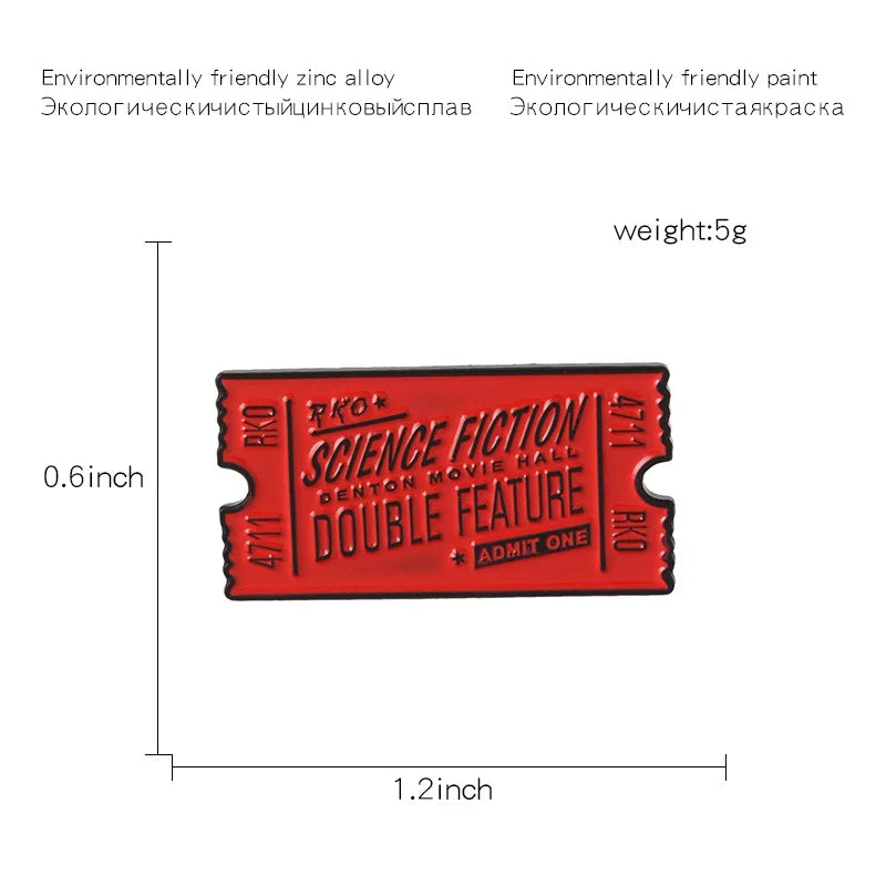 Rocky Horror Enamel Pin Red Black Movie Ticket Badge Brooch Lapel Pin Denim Shirt Collar Science Fiction Jewelry Gift Wholesale Qme