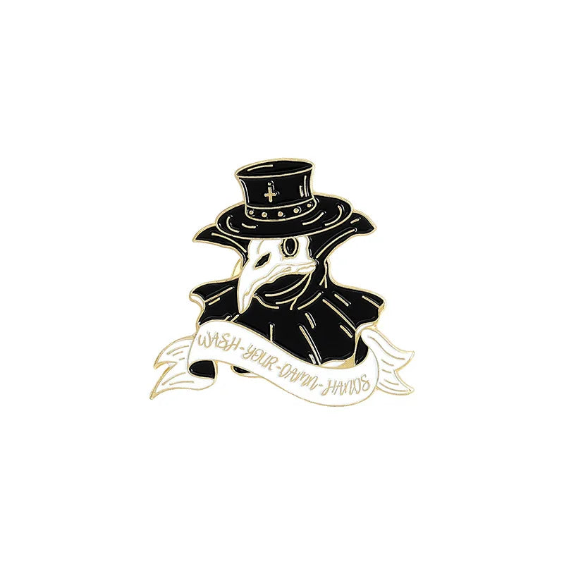 Punk Plague Doctor Enamel Lapel Pins Gothic Brooches Badges Black Death Fashion Pins Gifts for Nurse Friends Jewelry Wholesale Qme 5