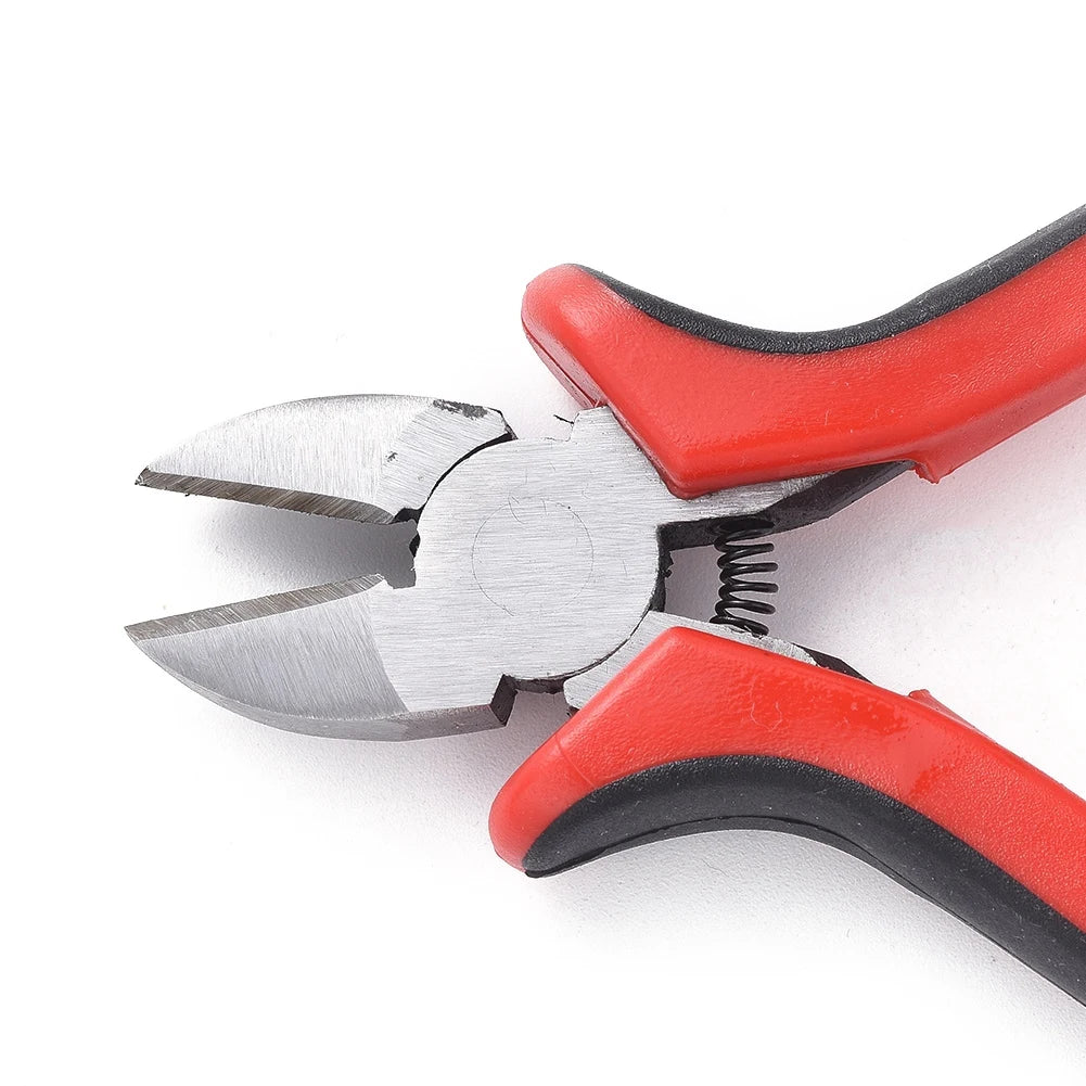 PandaHall Carbon Steel Jewelry Pliers Polishing Side Cutting Pliers Side Cutter Jewelry Making Tools 118mm Red Qme