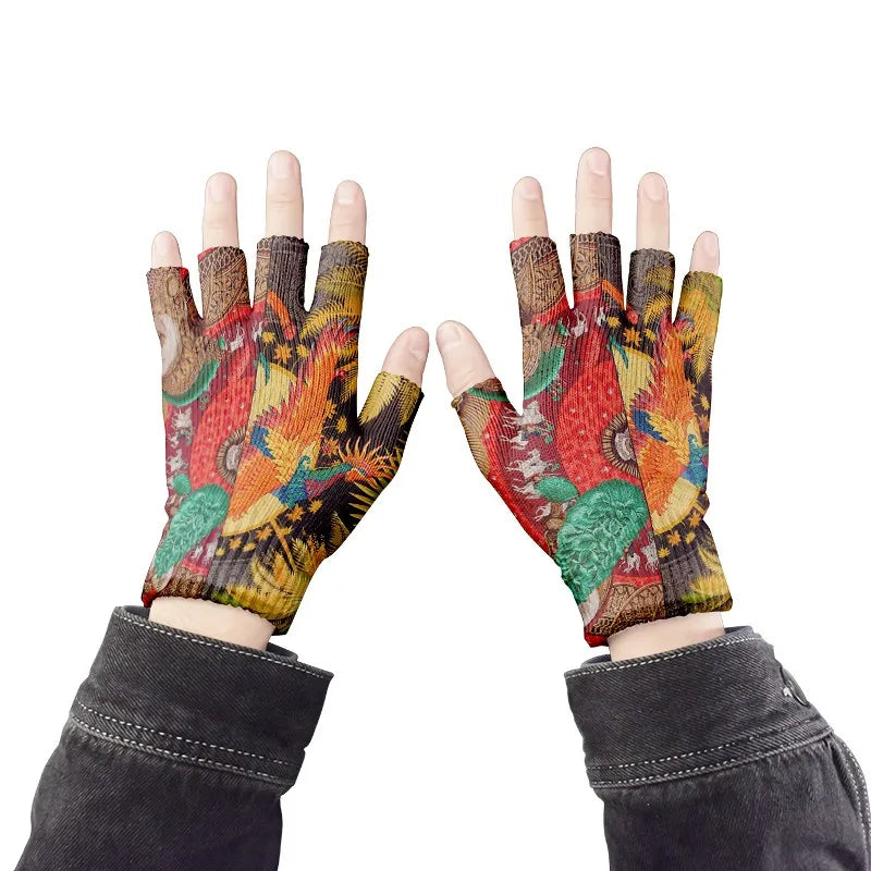 Cartoon Mashup Colorful Pattern Mittens Wrist Spring Summer Qme