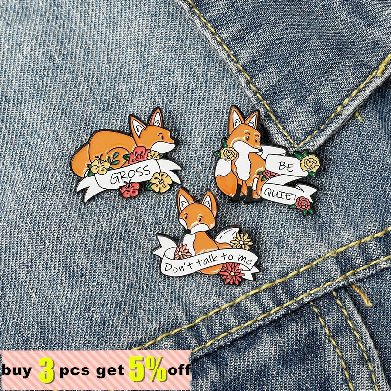 Cartoon Fox Series Enamel Pins Custom Mini Animal Brooches for Kids Friends Shirt Lapel Pin Little Fox Badges Jewelry Wholesale Qme