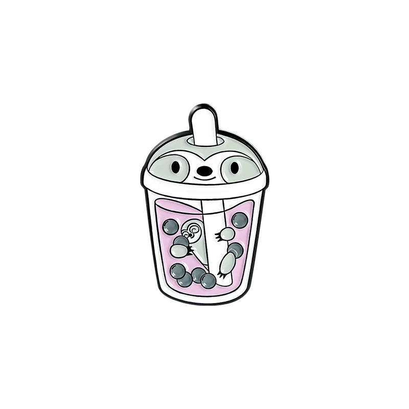 Cute Bubble Cat Penguin Boba Tea Enamel Pins Tapioca Milk Tea Lapel Pin Animal Badges Bag Kitty Brooches for Gift Wholesale Qme 4