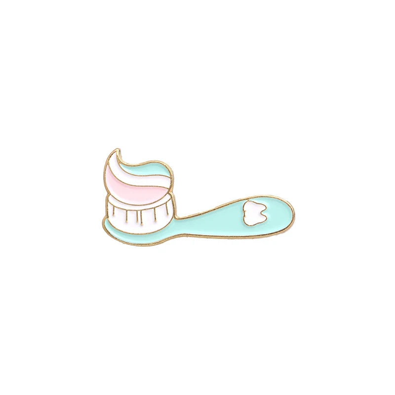 Tooth and Brush Custom Lapel Enamel Pin Dental Badges Medical Brooches Cute Sweet Teeth Jewelry Gift for Nurse Dentist Wholesale Qme style 1