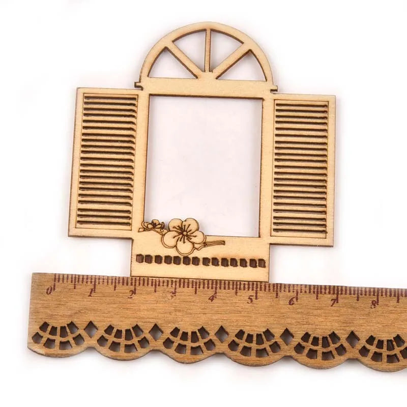 60-80mm Hollow Window Pattern Wood Slices DIY Crafts Scrapbook For Wooden Home Decoration Handicrafts Ornaments 4Pcs m2560 Qme 1