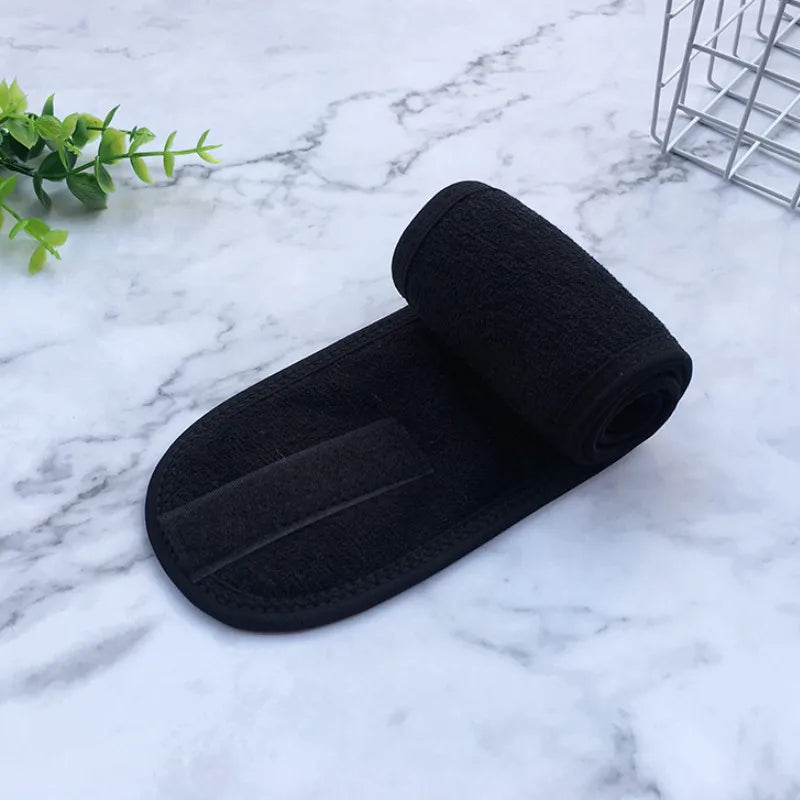 Head Bands Adjustable Wide Hairband Yoga Spa Bath Shower Makeup Wash Qme black 60cm-8.5cm