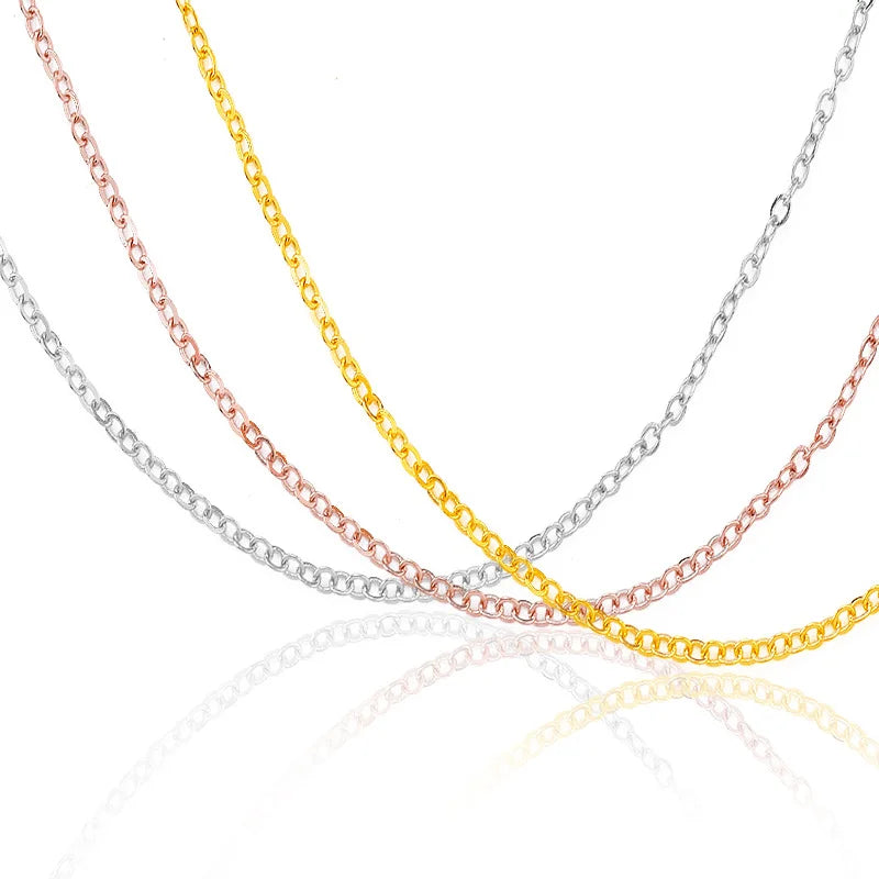 45cm/18inch Women Necklace Fashion Jewelry Accessories Copper Aberdeen Box Chain White K Cross Chain For DIY Jewelry Necklace Qme