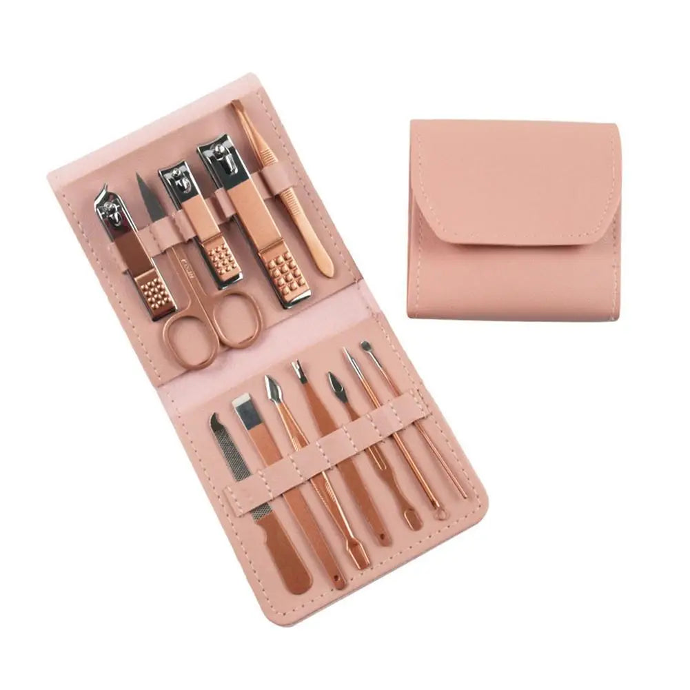 Travel Mini Manicure Set Nail Clipper Set 16 In 1 Stainless Steel Pedicure Care Grooming Kit With Case Pink For Men Husband Bo Qme 12 pcs belgium