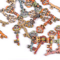 16x40mm 25pcs Mixed Painting Key Wood Slices DIY Scrapbooking Home Decor Accessories Handmade Supplies Wooden Ornaments m1971 Qme Default Title