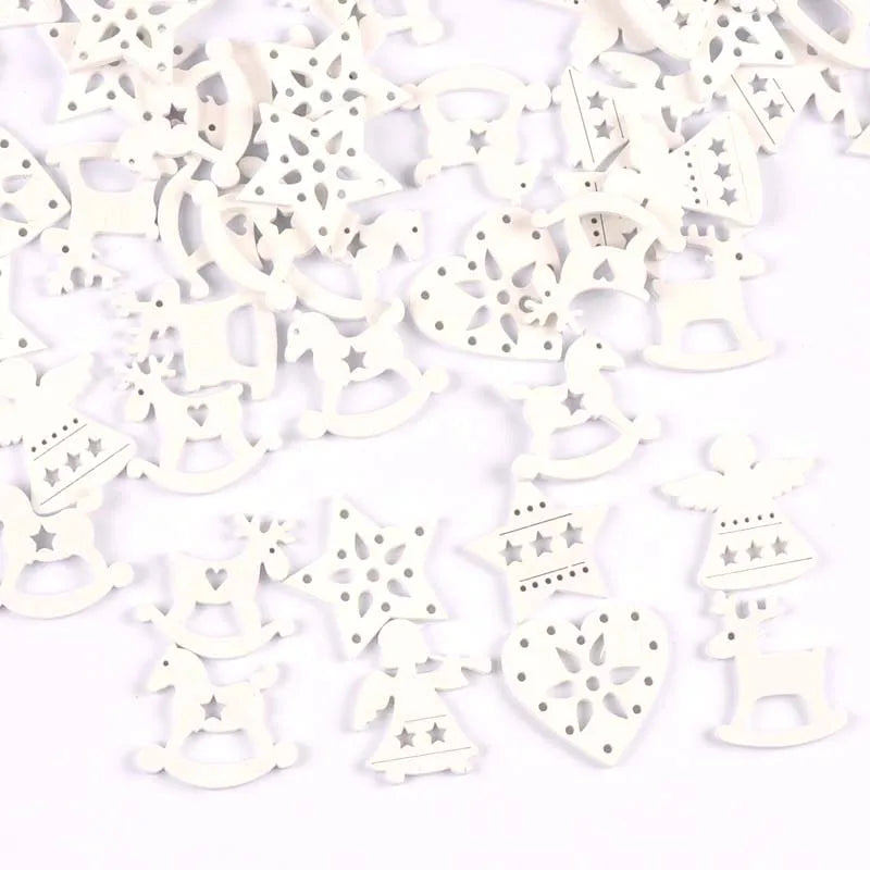 50pcs 26-30mm Wood Crafts white angels/stars/wood horse DIY Scrapbooking For Wooden Ornament Home Decoration Sewing Accessories Qme