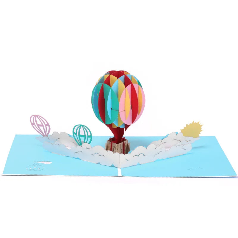 Hot Air Balloon 3D Pop-Up Valentine's Day Greeting Cards Birthday Wishes Creative Wedding Anniversary Gifts With Envelopes c2812 Qme