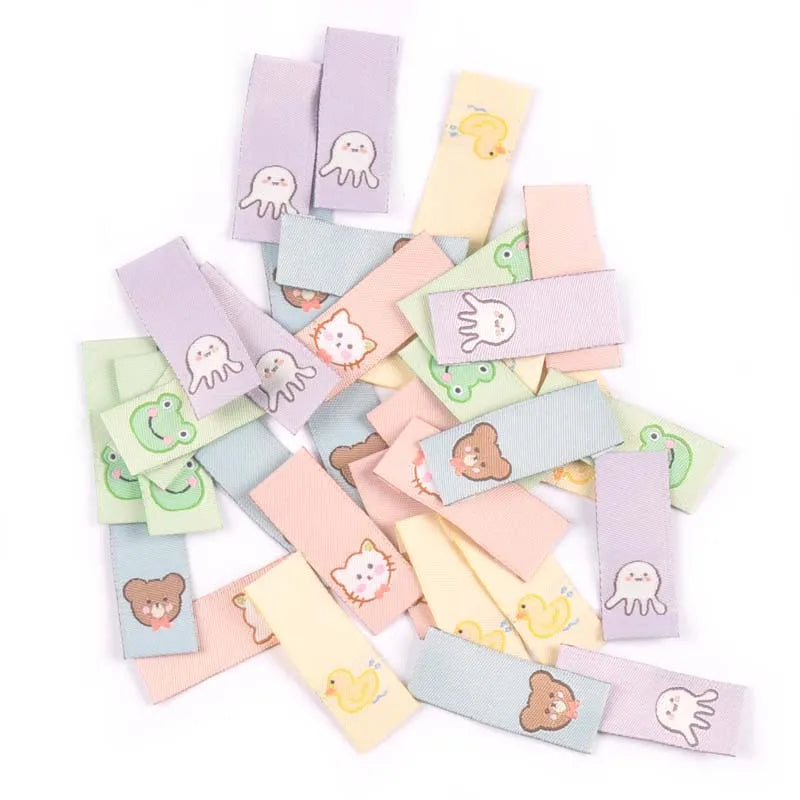 50Pcs Cat/Bear/Octopus/Frog/Duck Embroidery Washable Labels For Sewing Accessories Care Bags Clothes Tag Handmade Crafts c3161 Qme