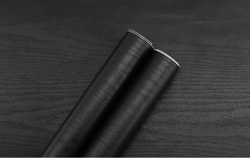 Black Wood Wallpaper Self-adhesive Film Kitchen Cabinets Countertops Qme black 10mx55cm