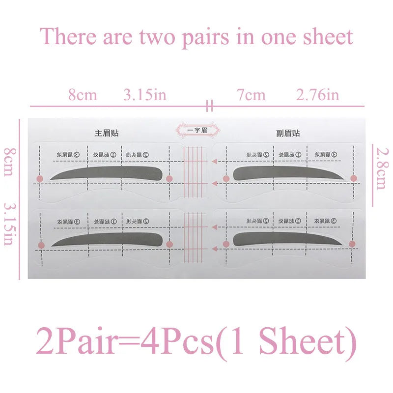 New 24Pairs/Set Lazy Quick Eyebrow Stickers Eyebrow Card Template Eyebrow Guide Tattoos Makeup Tools Full Set of Eyebrow Cards Qme