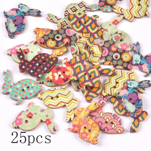 36 styles Cartoon Painting Wooden Buttons for Crafts Scrapbooking Sewing Clothes Button DIY Kid Apparel Supplies 15-35mm Qme m1893-9 25pcs