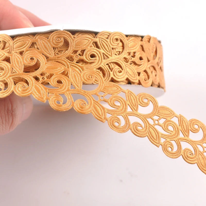 2.5cm Flower Ribbons For Crafts DIY Embroidered Decoration Sewing Accessories Scrapbooking Lace Ribbon Handmade Materials c2422 Qme 3 20 yards