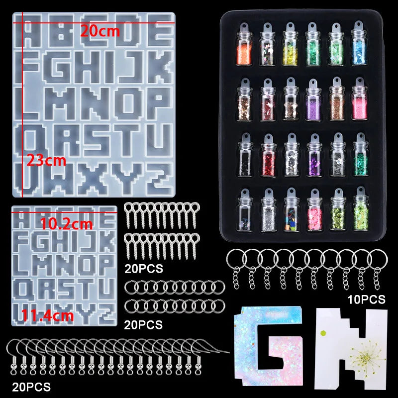 Alphabet Resin Molds Kit Backward Letter Number Silicone Casting Molds Resin Epoxy Molds For Keychain Making Pendant Jewelry DIY Qme 5