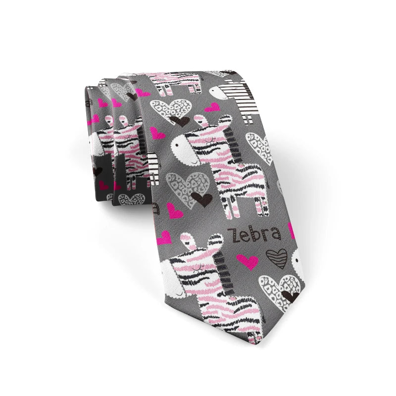 Fashion School Skinny Ties Boys Girls Casual Cartoon Zebra Monkey Qme style3 China Mainland