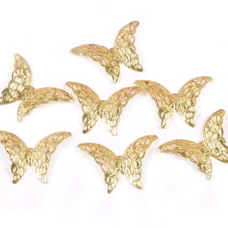 20pcs 26.5x37mm Butterfly Connectors Flower Filigree Wraps For DIY Jewelry Findings Scrapbook Metal Crafts Home Decor yk0785 Qme