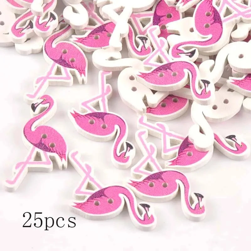 36 Styles Cartoon Painting Wooden Buttons Crafts Scrapbooking Sewing